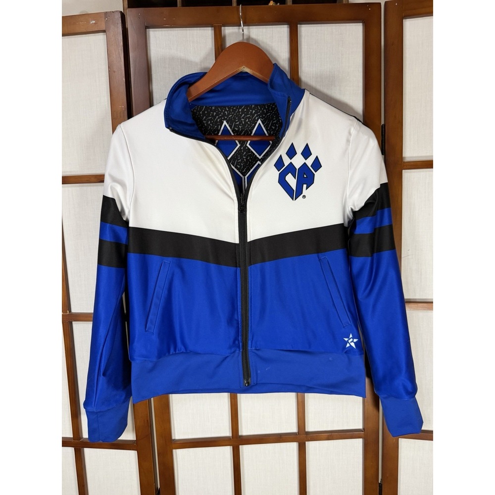 Cheer Athletics Youth XL Reversible Team Jacket Blue Black Back Graphic
